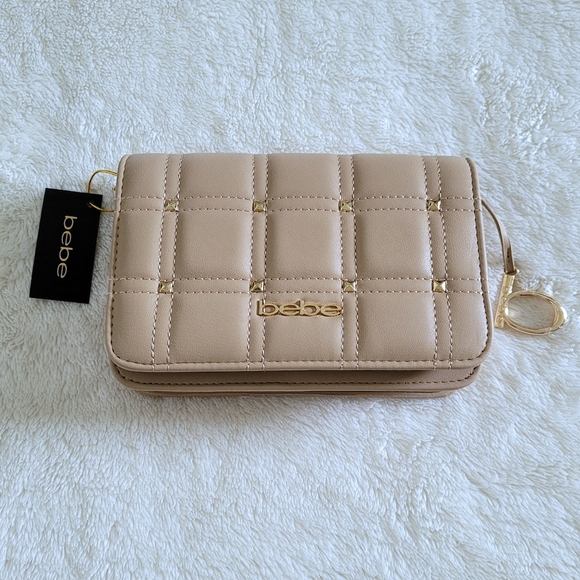 bebe Handbags - bebe Chica👩 Stud Crossbody Bag in Beige - NWT